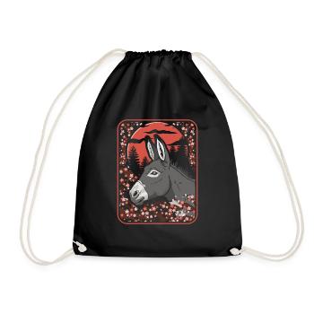 Muli Donkey Japan Cherry Blossom Moon - Drawstring Bag - black - Front