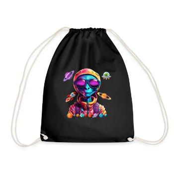 Space Alien. - Drawstring Bag - black - Front