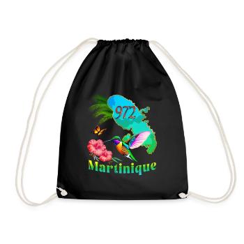 Martinique 972 Hummingbird Hibiscus Cocotiernt - Drawstring Bag - black - Front