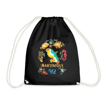 Martinique 972 Dolphin And Hummingbird And Hibiscus - Drawstring Bag - black - Front