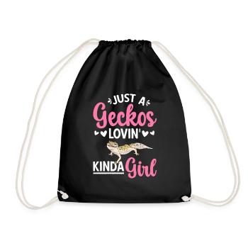 Leopard Gecko Reptile Pet Gecko - Drawstring Bag - black - Front