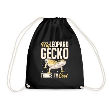 Leopard Gecko Reptile Pet Gecko - Drawstring Bag - black - Front