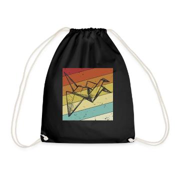 Hibou Grue en Papier Origami Rétro - Sac de sport léger - noir - Devant