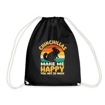 Chinchillas Make Me Happy - Animal Lover - Drawstring Bag - black - Front