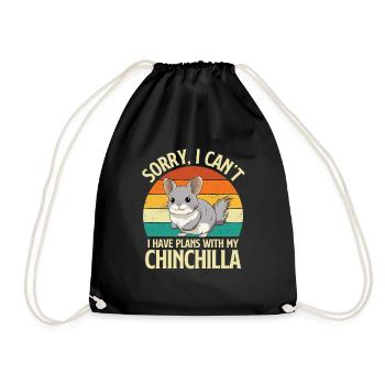 Tut mir leid, ich kann nicht, ich habe Pläne mit meinem Chinchilla - Turnbeutel - Schwarz - Vorne