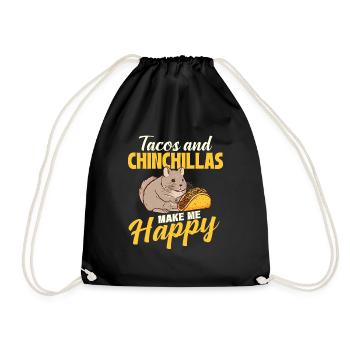 Tacos und Chinchillas machen mich glücklich - Nagetier-Liebhaber - Turnbeutel - Schwarz - Vorne