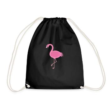 Pink Flamingo T-Shirt - Wading Bird Species Lover - Drawstring Bag - black - Front