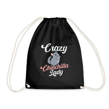 Crazy Chinchilla Lady - Tierflüsterer - Turnbeutel - Schwarz - Vorne