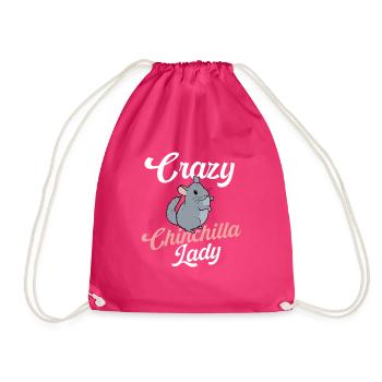 Crazy Chinchilla Lady - Animal Whisperer - Drawstring Bag - fuchsia - Front