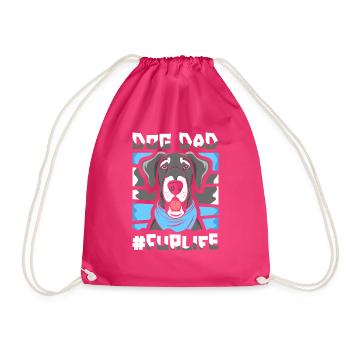 Great Dane Father Dog Dad For Life - Drawstring Bag - fuchsia - Front