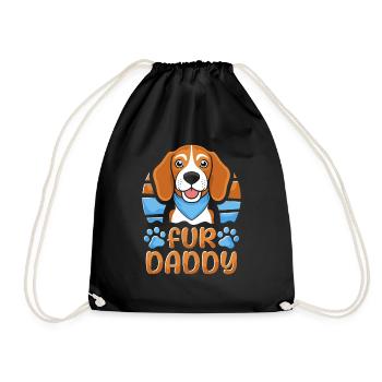 Beagle Father Dog Dad For Daddy - Drawstring Bag - black - Front