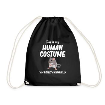 This is my human costume. I am - Drawstring Bag - black - Front