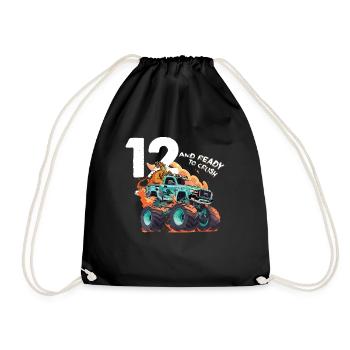 Monster Truck garçon 12e anniversaire - 12 ans - Sac de sport léger - noir - Devant