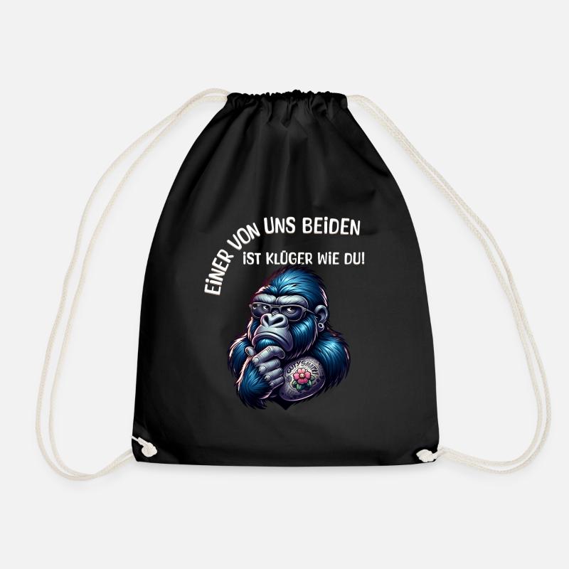 Lustiger Einer von uns beiden ist klüger als du - Turnbeutel - Schwarz