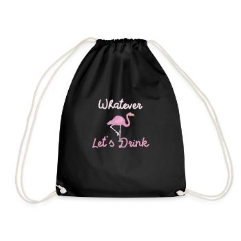 T-shirt Whatever Let’s Drink - Drôle d’oiseau flamant rose - Sac de sport léger - noir - Devant