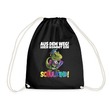Schulkind 2024 Einschulung Schulanfang - Turnbeutel - Schwarz - Vorne