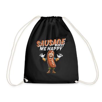 SAUSAGE MAKES ME HAPPY - Drawstring Bag - black - Front