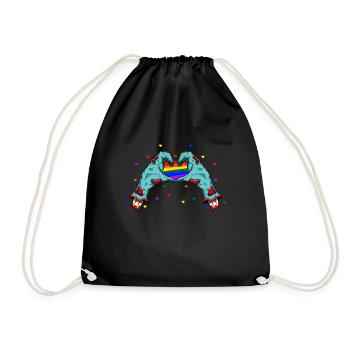 Halloween Hand Skeleton Heart LGBT Pride Rainbow - Turnbeutel - Schwarz - Vorne