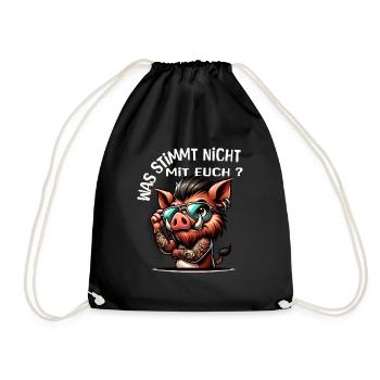 I hate people - What's wrong with you - Drawstring Bag - black - Front