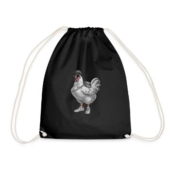 Poulet hip-hop cool avec lunettes de soleil et baskets - Sac de sport léger - noir - Devant