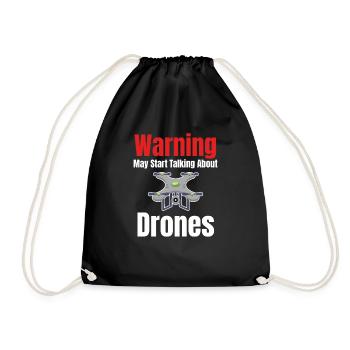Warning: It may be that drones - Drawstring Bag - black - Front