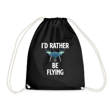 I'd Rather Be Flying Funny Drone Flying - Drawstring Bag - black - Front