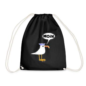 Moin Seagull Rubber Boots Boots Speech Bubble - Drawstring Bag - black - Front