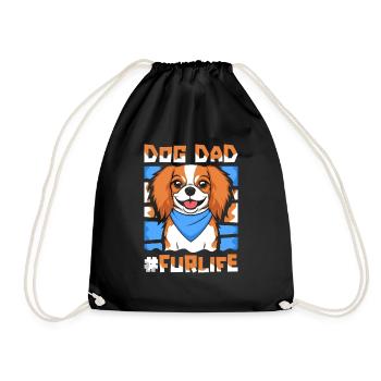 King Charles Cavalier Father Dog Dad For Life - Drawstring Bag - black - Front