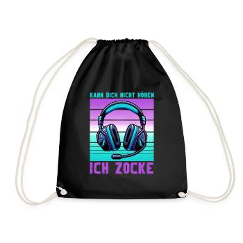 I can't hear you, I'm gaming - Drawstring Bag - black - Front