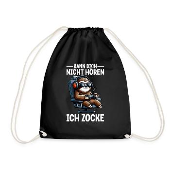 Ich Kann Dich Nicht Hören Ich Zocke Faultier - Turnbeutel - Schwarz - Vorne