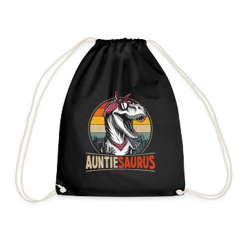Auntiesaurus dinosaur for aunt or auntie - Drawstring Bag - black - Front