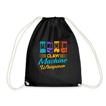 Claw Machine Whisperer Toy Grabber Crane Arcade - Drawstring Bag - black - Front