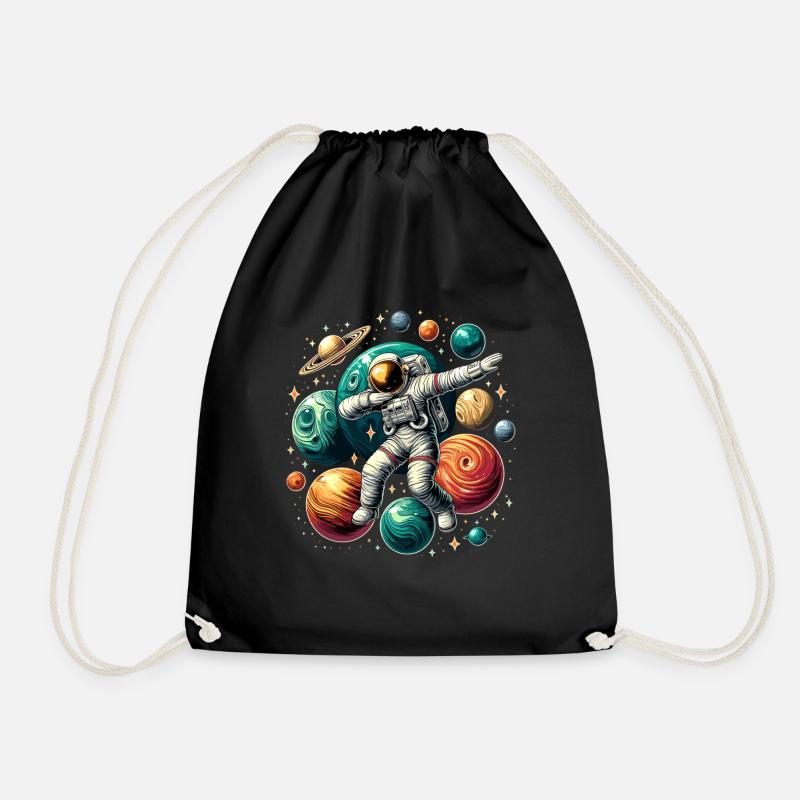 Astronaut Dabbing Planets Astronaut Science Space - Drawstring Bag - black