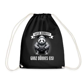 Guten Morgen Ganz dünnes Eis Lustiger Panda Kaffee - Turnbeutel - Schwarz - Vorne