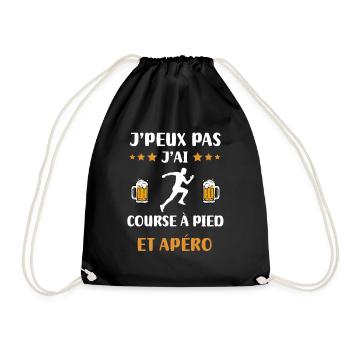 je peux pas j'ai course à pied apéro humour cadeau - Sac de sport léger - noir - Devant