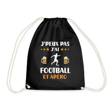 Ich kann nicht haben Fußball Aperitif Humor Geschenk - Turnbeutel - Schwarz - Vorne