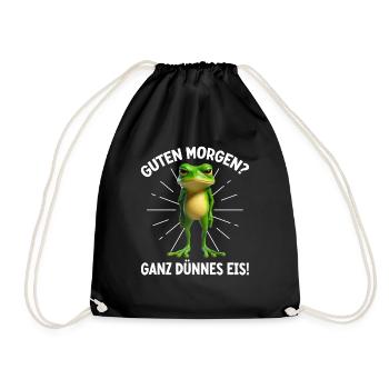 Good morning? Very Thin Ice Frog Frog Funnier - Drawstring Bag - black - Front