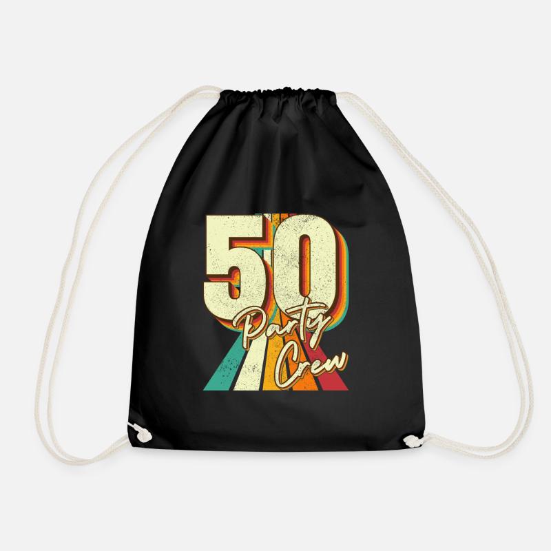 50 Birthday 50 Party Crew Squad 50th Bday Party - Drawstring Bag - black