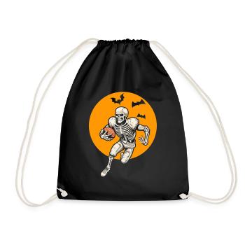 American Football Skeleton Halloween Football Fan - Turnbeutel - Schwarz - Vorne