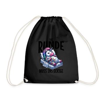 I'm tired so the round has to sleep in the square - Drawstring Bag - black - Front