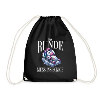 I'm tired so the round has to sleep in the square - Drawstring Bag - black - Front