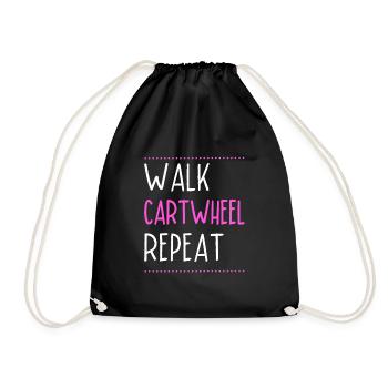 Cartwheeling Acrobat Walk Cartwheel Repeat - Drawstring Bag - black - Front