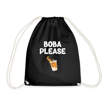 Boba Please Tea Lover Bubble Japan K-pop - Drawstring Bag - black - Front