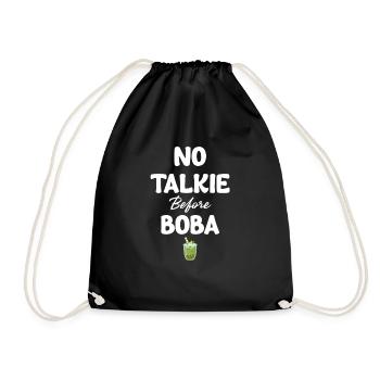 No Talkie Before Boba Bubble Japanese - Drawstring Bag - black - Front