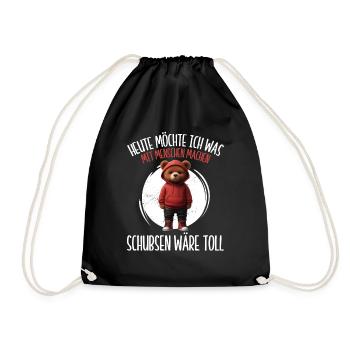 Today I want to do something with people Push - Drawstring Bag - black - Front