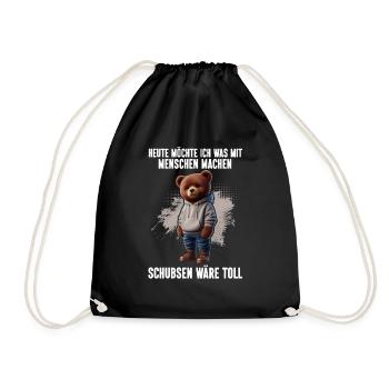 Today I want to do something with people Push - Drawstring Bag - black - Front