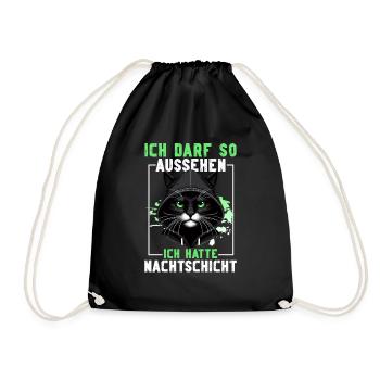 I'm allowed to look like I had night shift cat - Drawstring Bag - black - Front
