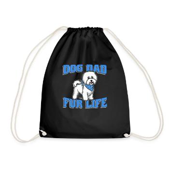 Bichon Frize Dog Dad For Life - Drawstring Bag - black - Front