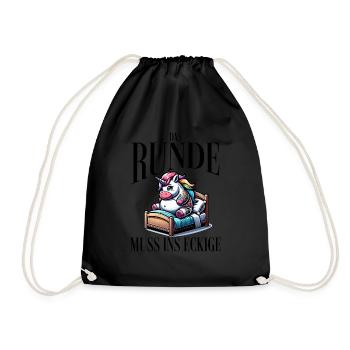 I'm tired so the round has to sleep in the square - Drawstring Bag - black - Front