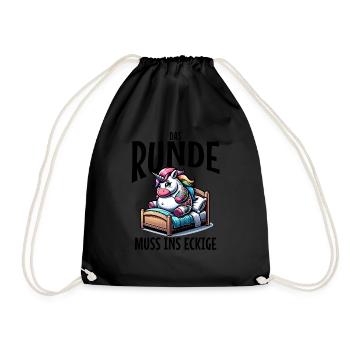 I'm tired so the round has to sleep in the square - Drawstring Bag - black - Front